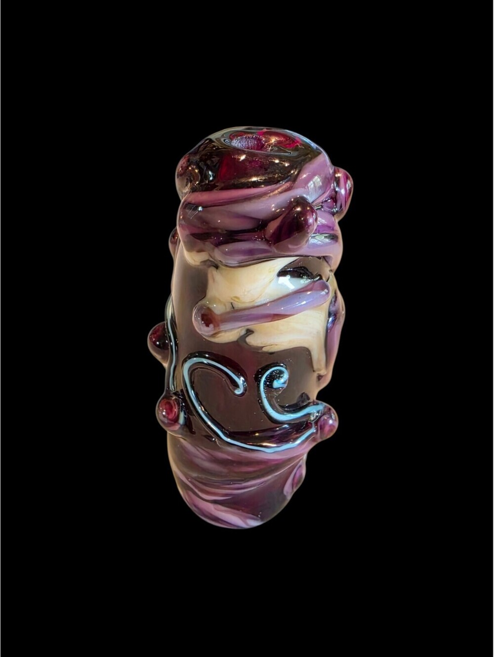 Artisan Lampwork Glass Focal Bead Purple Abstract Swirl 41mm Organic Sculptural